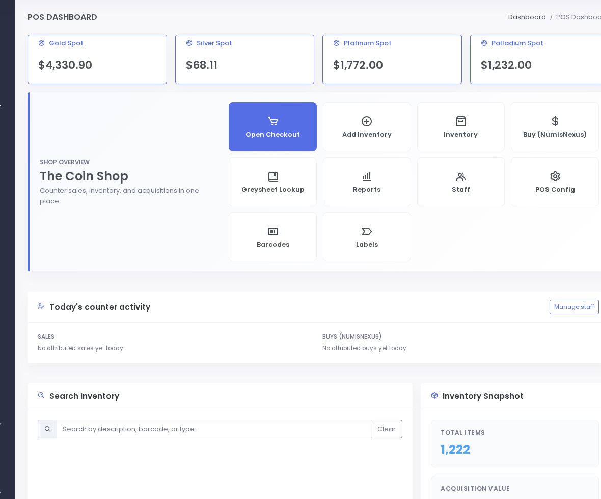 SpotPro dashboard with upcoming coin shows
