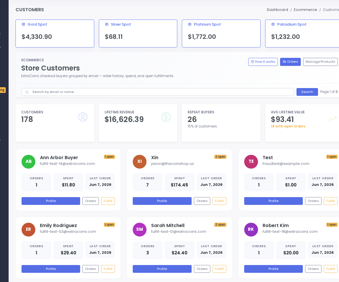 Customer order history