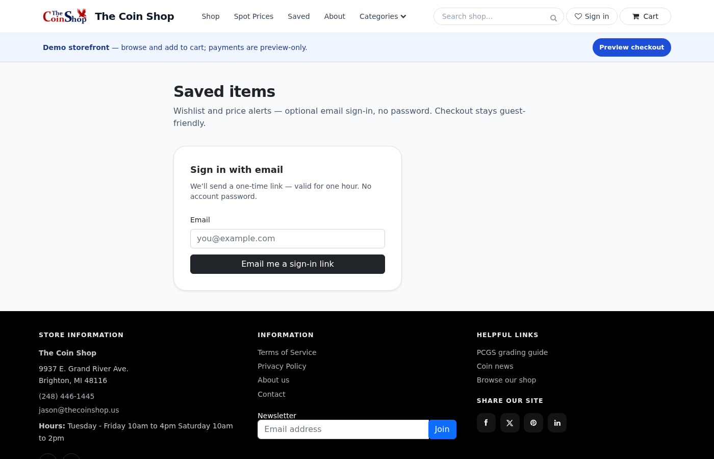 Shopper saved items wishlist